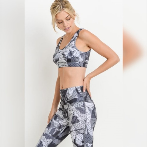 Monochrome Kaleidoscope Camo Sports Bra - Picture 5 of 7